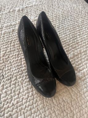 Coach Cassady Black Patent and Python Heel